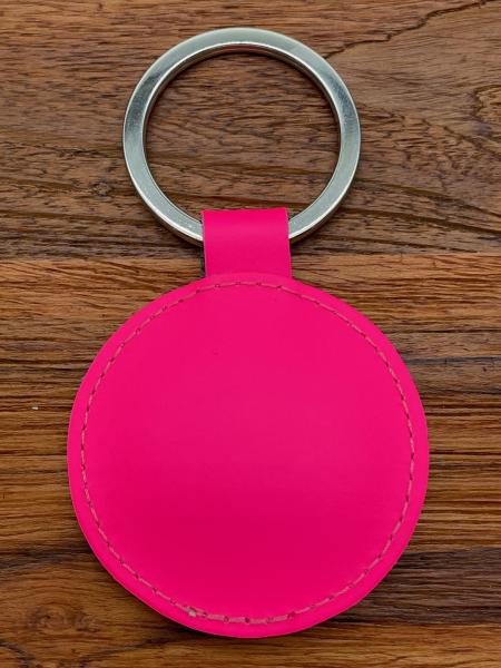 Leder Schlüsselanhänger Punto neon pink